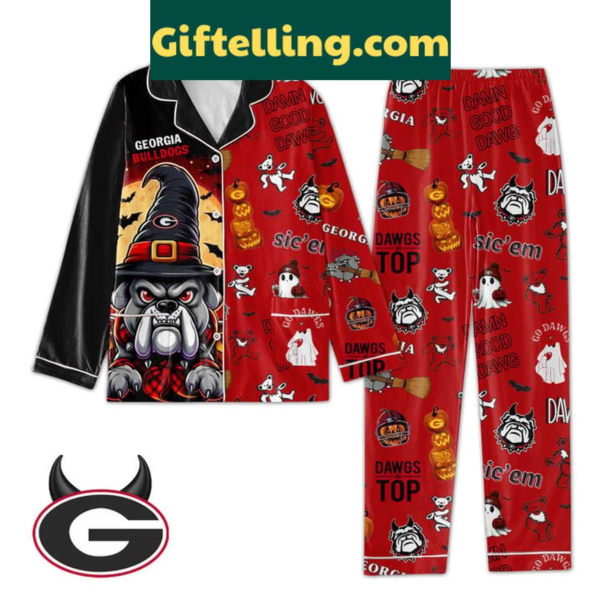 Georgia Bulldogs Dawgs Top Go Dawgs Halloween Polyester Pajamas Set Georgia Bulldogs Dawgs Top Go Dawgs Halloween Polyester Pajamas Set