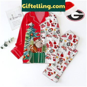 Georgia Bulldogs Ho Ho Ho Merry Christmas Polyester Pajamas Set