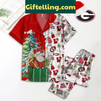Georgia Bulldogs Ho Ho Ho Merry Christmas Polyester Pajamas Set