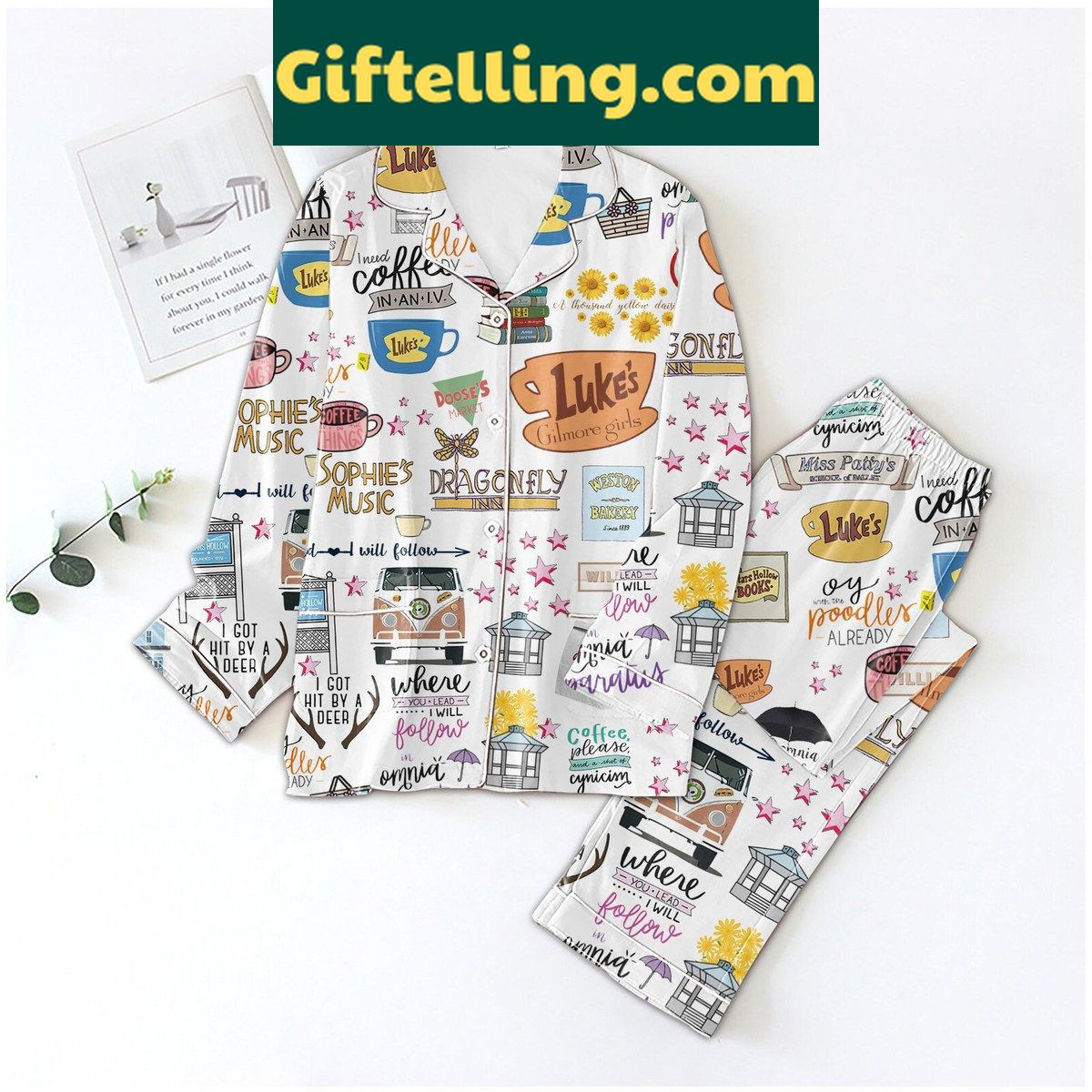 gilmore-girls-pajamas-set-for-women-lukes-inspired-loungewear-2 Gilmore Girls Luke's Pajamas Set for Women