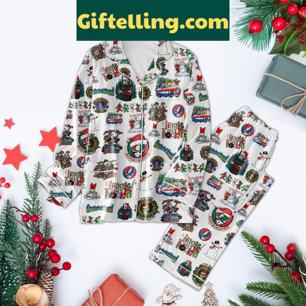 Grateful Dead Merry Christmas 2024 Polyester Pajamas Set