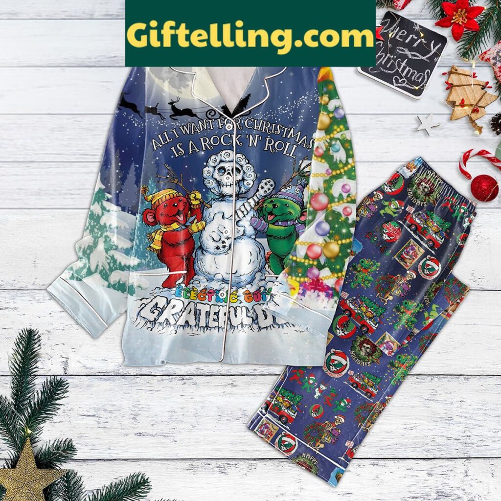 Grateful Dead All I Want For Christmas Is A Rock N Roll Pajamas Set