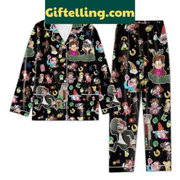 Gravity Falls Character Polyester Pajamas Set with a black design