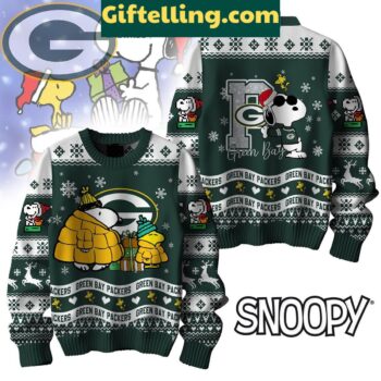 Green Bay Packers Peanuts Snoopy Christmas Gift Ugly Sweater image