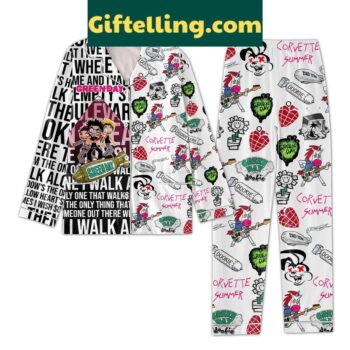 Green Day Corvette Summer Polyester Pajamas Set for Men and Women