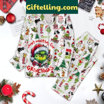 The Grinch Merry Grinchmas Mode Just Waiting For Christmas Polyester Pajamas Set