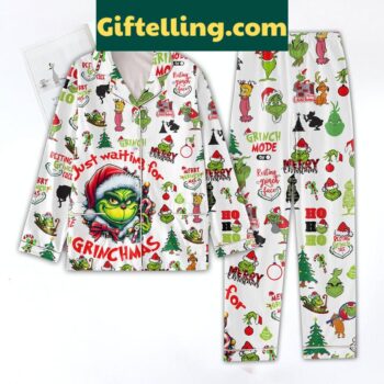 The Grinch Merry Grinchmas Mode Just Waiting For Christmas Polyester Pajamas Set