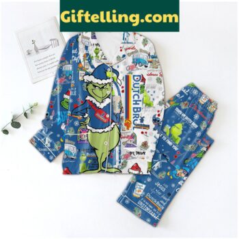 Grinch Touch My Dutch Bros I Will Slap So Hard Pajamas Set loungewear