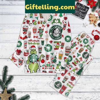 Grinch Starbucks Christmas Pajamas Set White Version