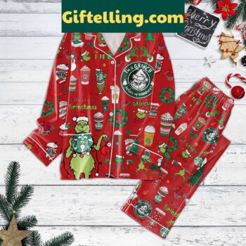 Grinch Starbucks Red Christmas Pajamas Set