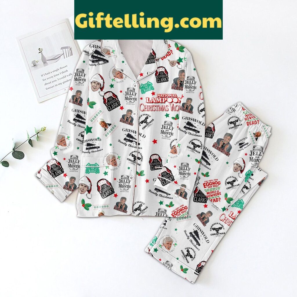 Griswold Family Christmas Pajamas Set with red and green stripes, inspired by National Lampoon's Christmas Vacation