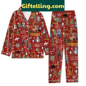 Gunsmoke All I Need For Christmas Pajamas Set, featuring a festive holiday design