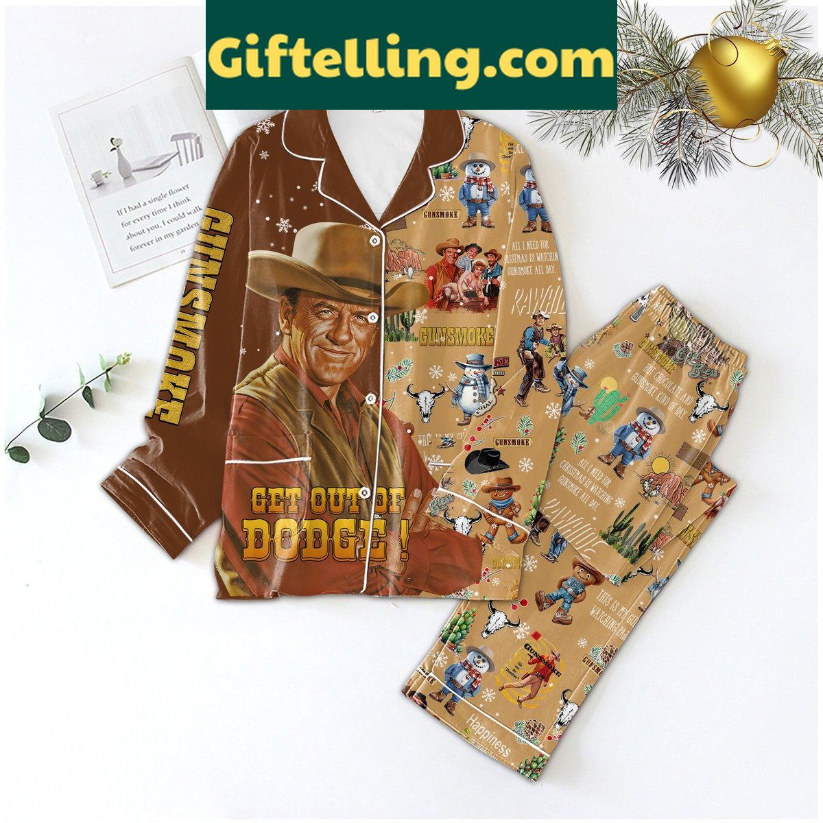 gunsmoke-get-out-of-dodge-pajamas-set-for-christmas-vacation-1 Gunsmoke Get Out Of Dodge Christmas Vacation Pajamas Set for women and men