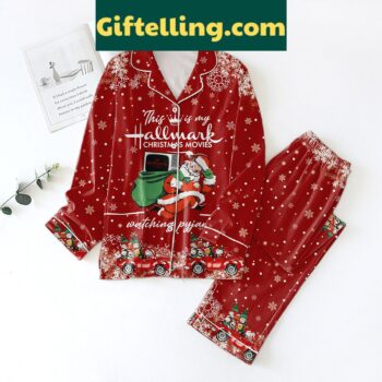Women's Hallmark Christmas movies watching pajamas set