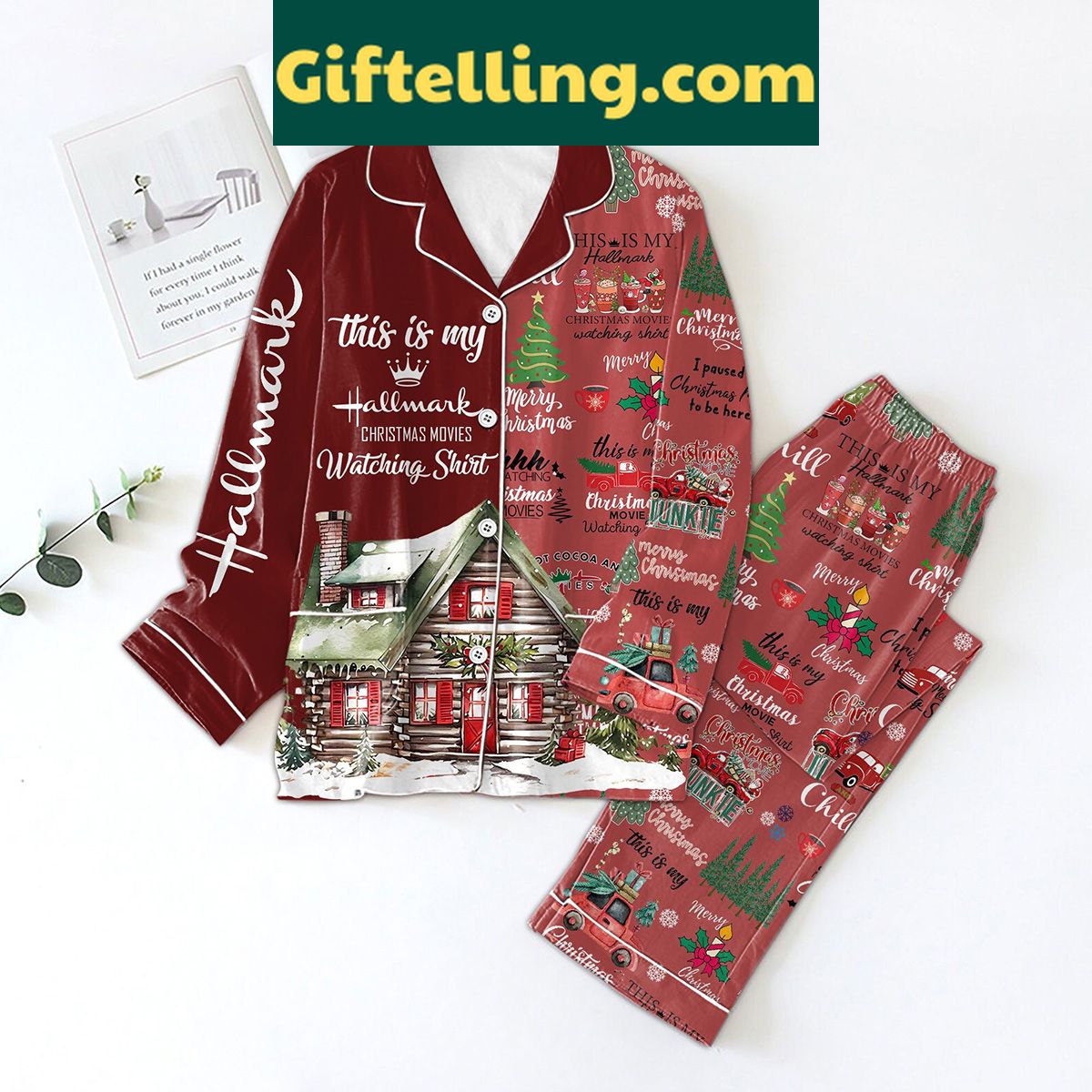 hallmark-christmas-movies-watching-shirt-pajamas-set-for-cozy-nights-1 Hallmark Christmas Movies Watching Shirt Pajamas Set