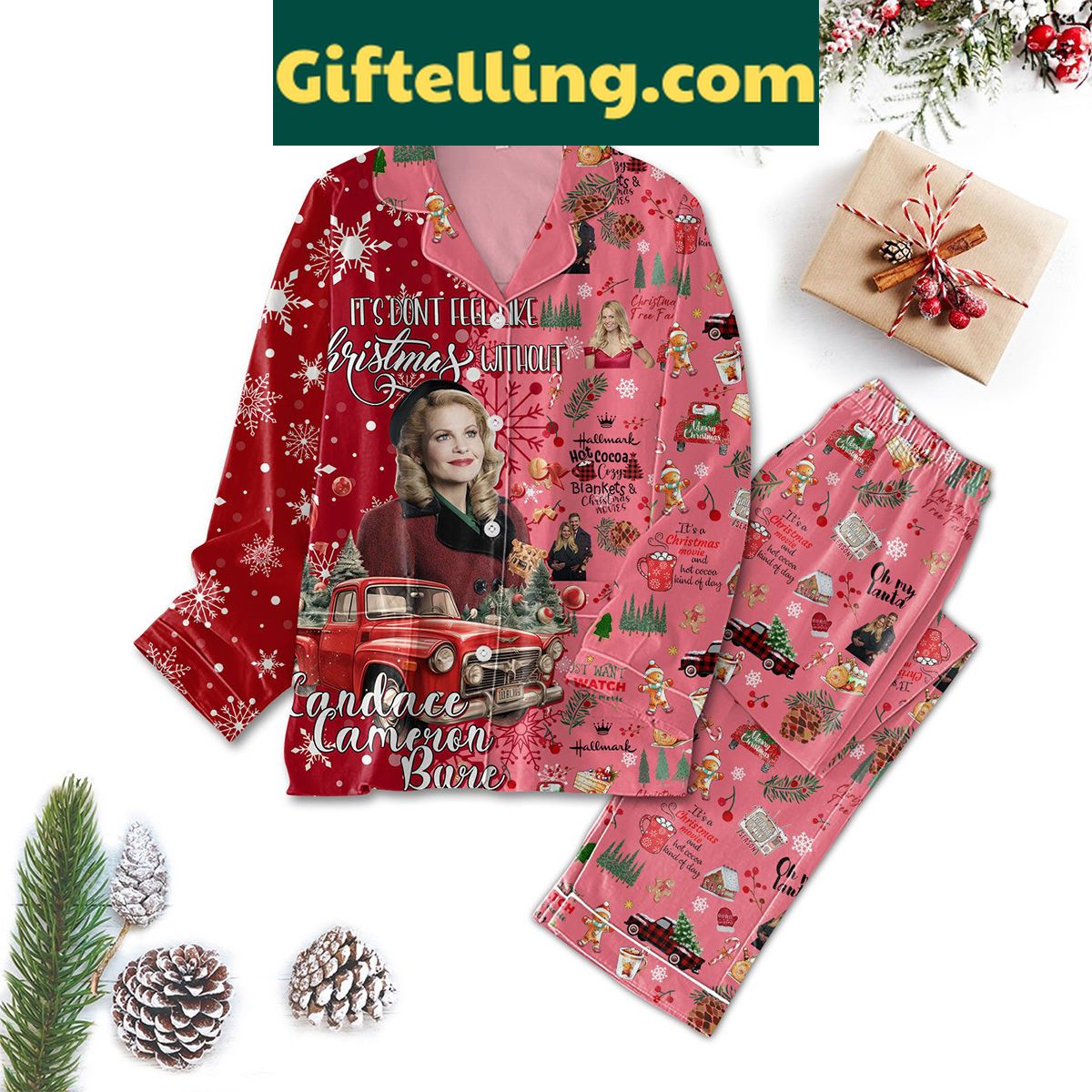 hallmark-hot-cocoa-cozy-blankets-christmas-movies-pajamas-set-1 Hallmark Hot Cocoa Cozy Blankets product image showing design and team colors