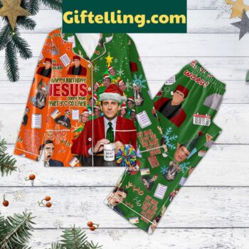 Happy Birthday Jesus Pajamas Set product image showing design and team colors