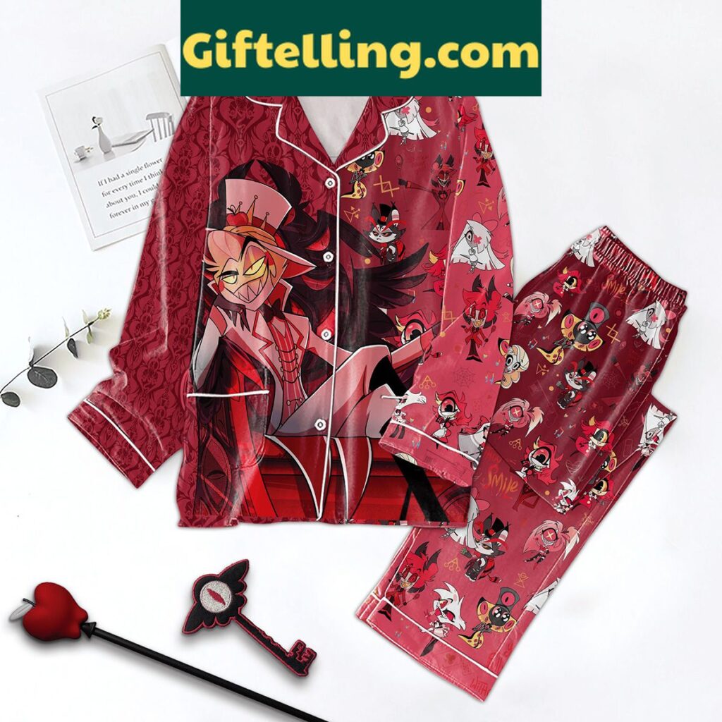 Hazbin Hotel anime polyester pajamas set for lounging
