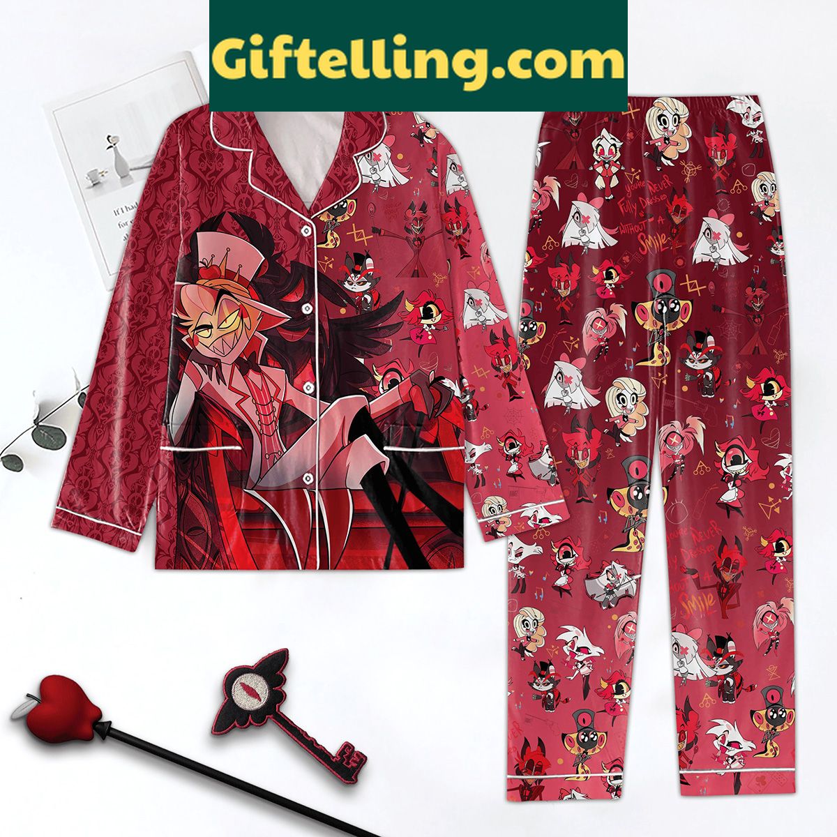 hazbin-hotel-anime-polyester-pajamas-set-cozy-loungewear-for-fans-2 Hazbin Hotel anime polyester pajamas set for lounging
