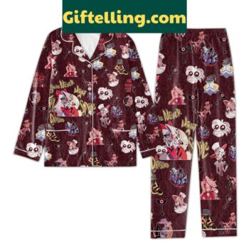 Hazbin Hotel Pajamas Set with You're Never Fully Dressed Without A Smile design