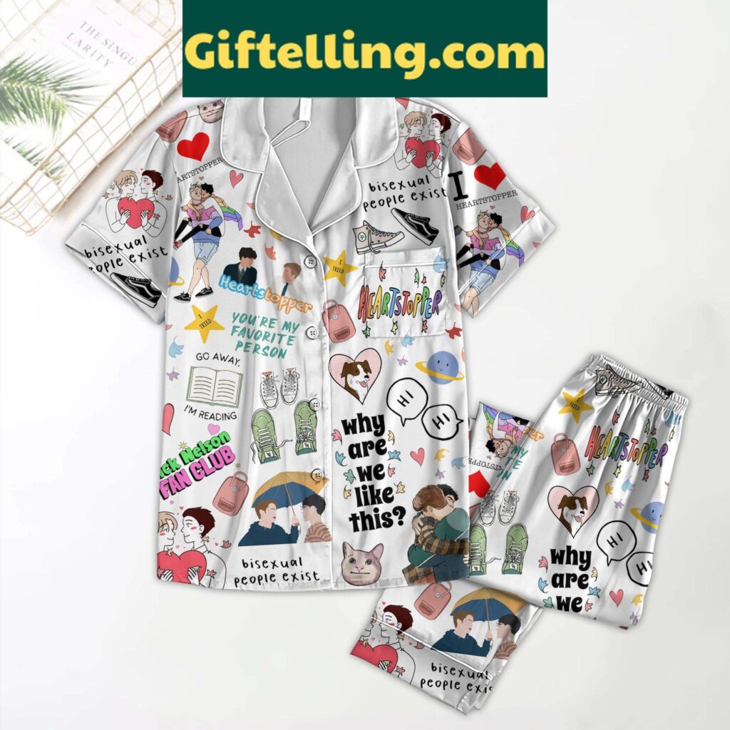 Heartstopper You're My Favorite Person Pajamas Set in soft fabric with vibrant design