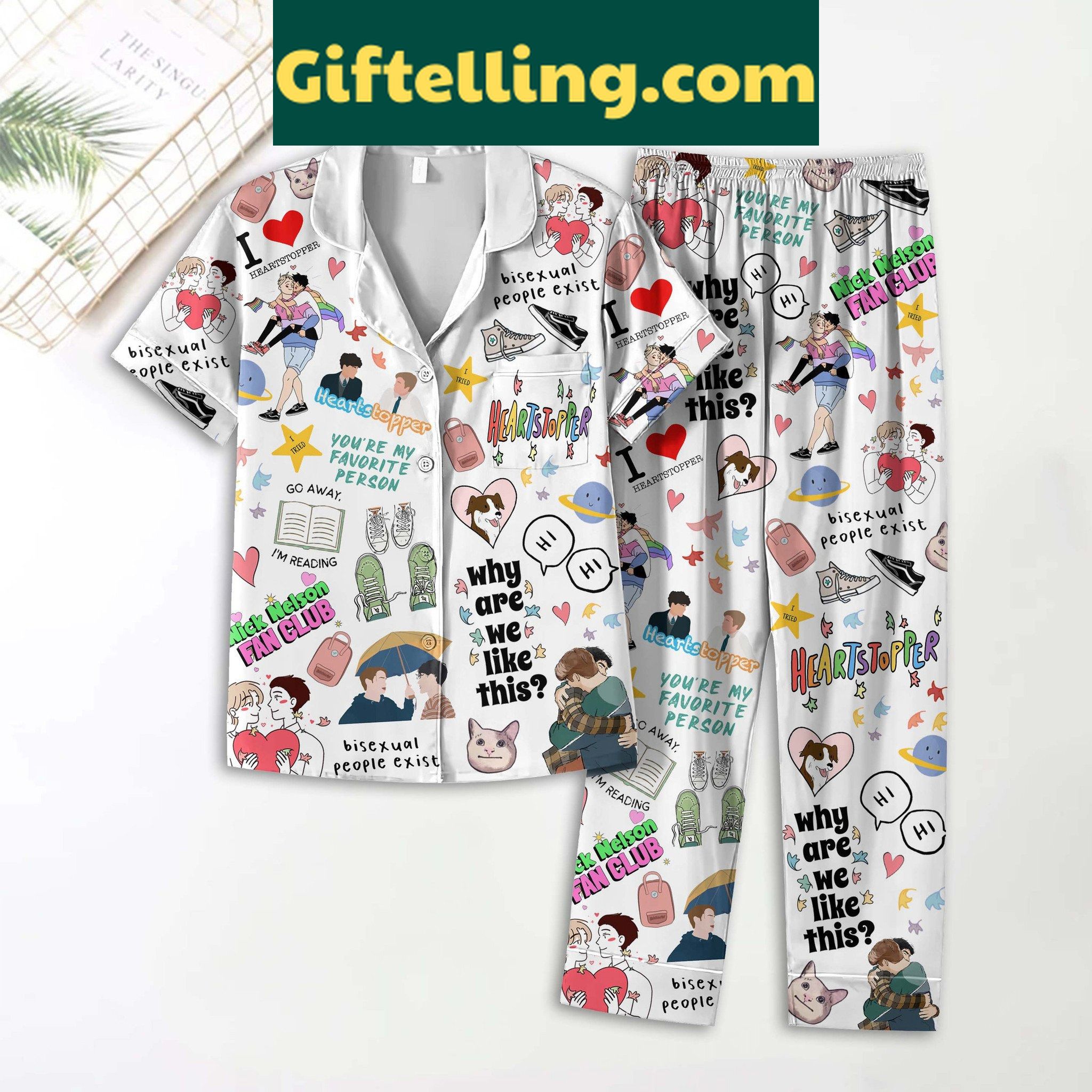 heartstopper-youre-my-favorite-person-pajamas-set-cozy-nightwear-gift-2 Heartstopper You're My Favorite Person Pajamas Set in soft fabric with vibrant design