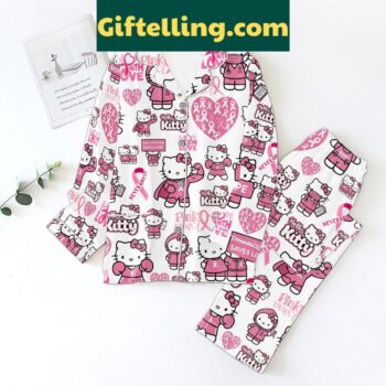 Hello Kitty pink breast cancer awareness pajamas set for women