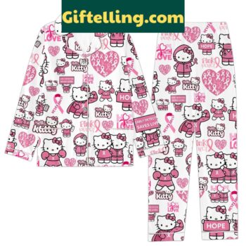 Hello Kitty pink breast cancer awareness pajamas set for women