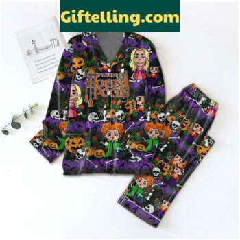 Hocus Pocus Halloween Pajamas Set with a vibrant all-over print