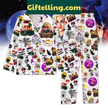 Hocus Pocus Halloween Pajamas Set with full-color design featuring the Sanderson sisters