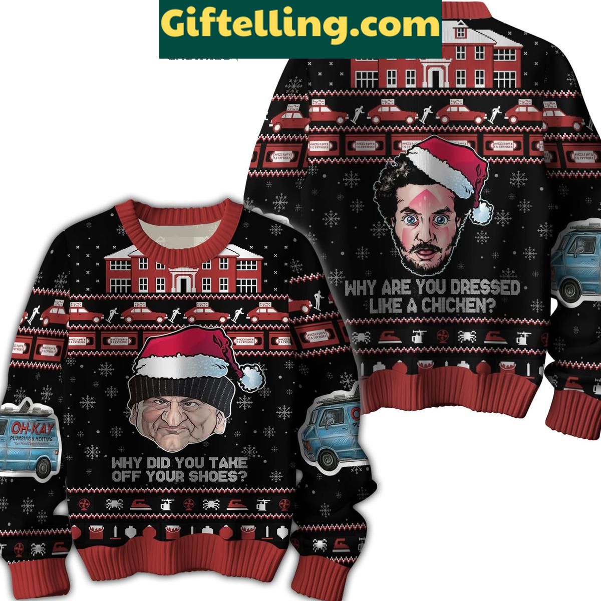 Home Alone Why Are You Dresses Like A Chicken Funny Ugly Sweater Home Alone Why Are You Dressed Like a Chicken funny ugly sweater