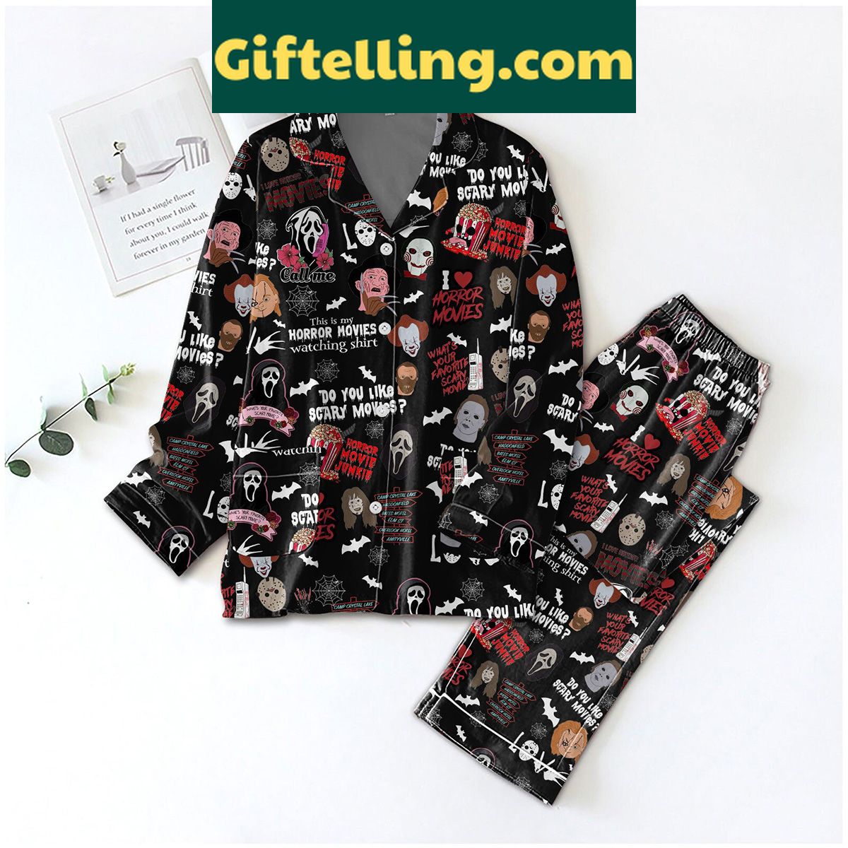 horror-movies-pajamas-set-this-is-my-horror-movies-watching-shirt-i-love-horror-movies-2 Horror Movies Pajamas Set