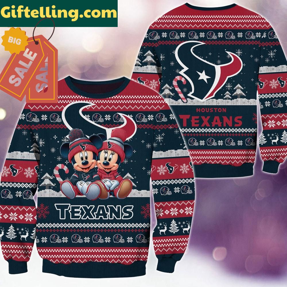 Houston Texans NFL Mickey Minnie Ugly Christmas Sweater