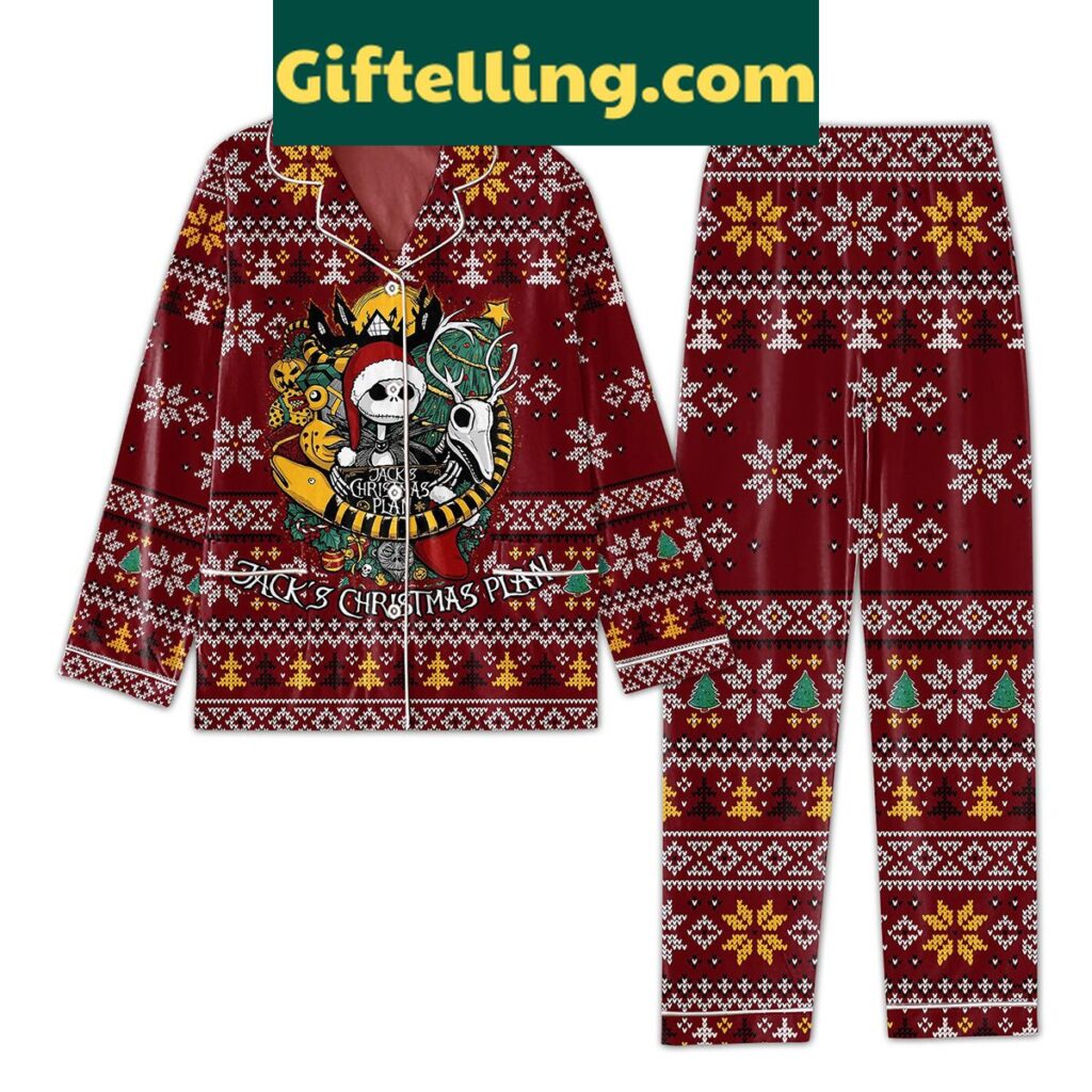 Jack Skellington Christmas Plan Polyester Pajamas Set