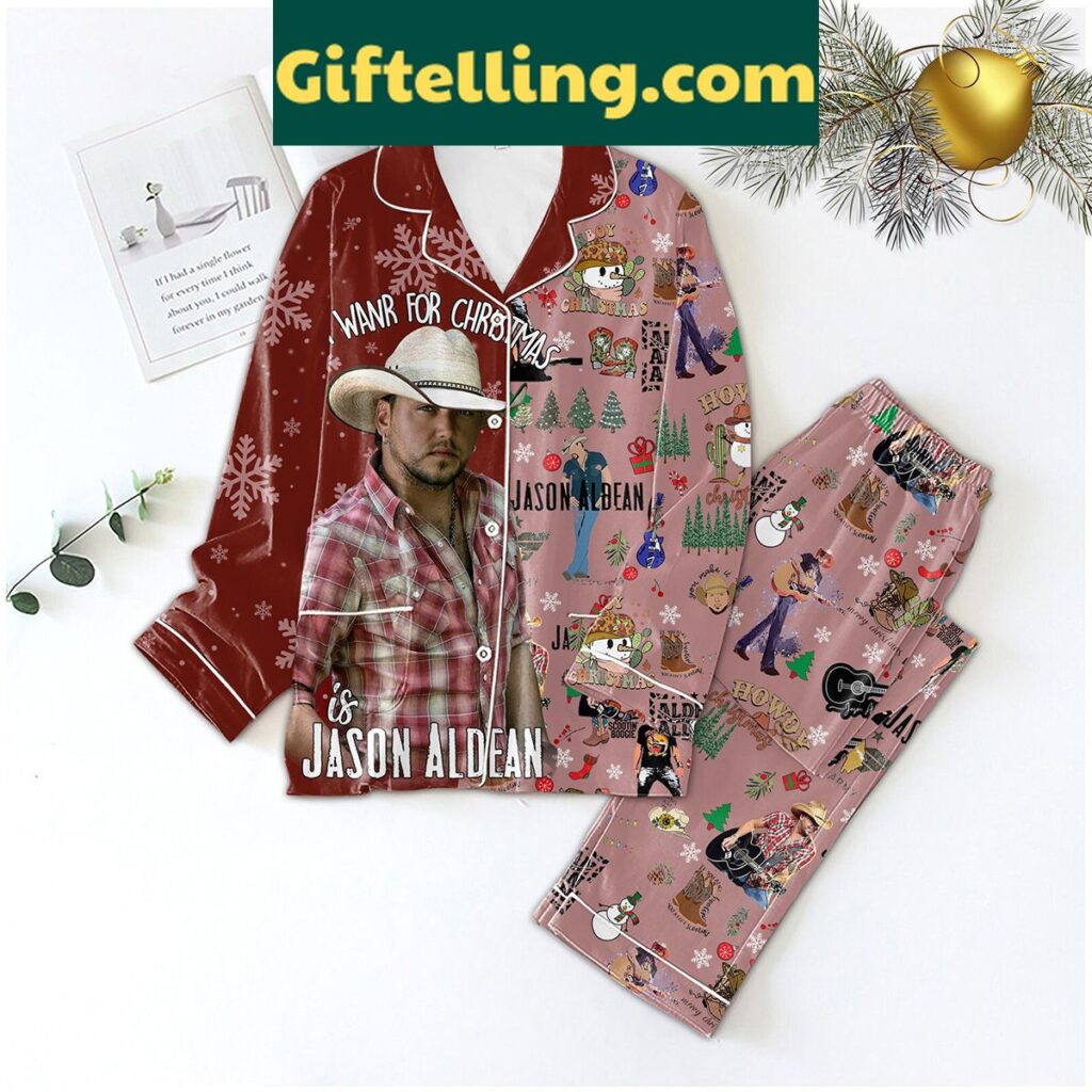Jason Aldean I Want For Christmas Pajamas Set, festive country-inspired loungewear