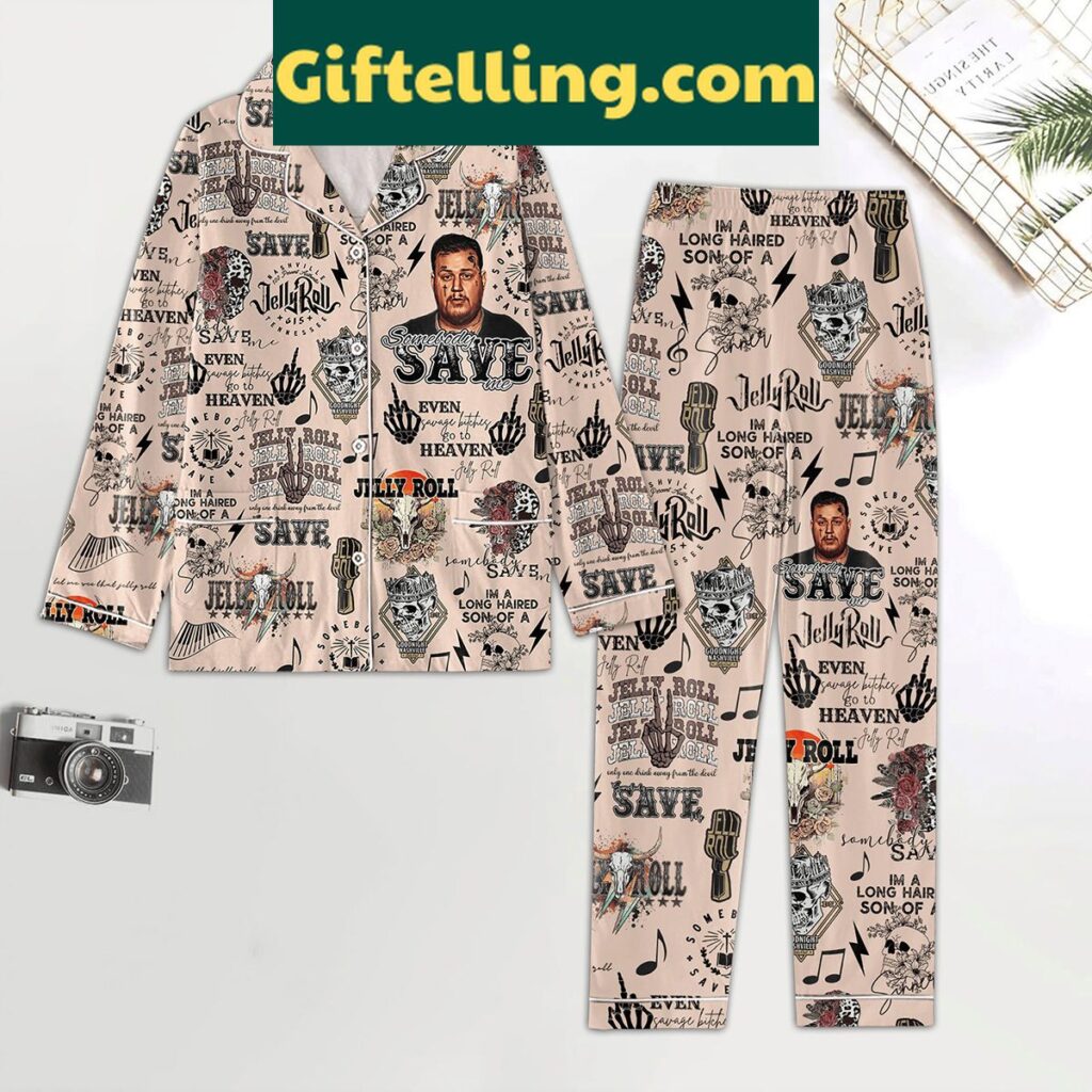 Jelly Roll Heaven Fan Polyester Pajamas Set, featuring a comfortable and colorful design