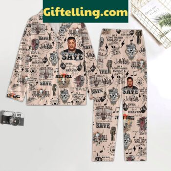 Jelly Roll Heaven Fan Polyester Pajamas Set, featuring a comfortable and colorful design