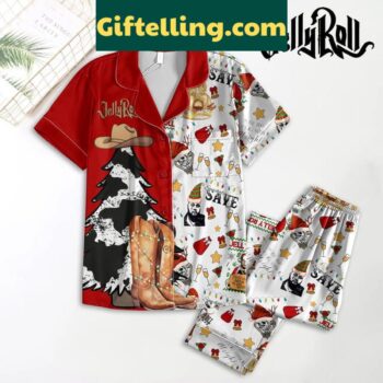 Jelly Roll Save Me From Halloween And Celebrate Christmas Polyester Pajamas Set