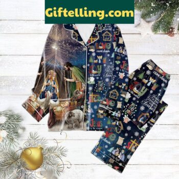 Jesus Os The Reason Joy To The World Christmas Adult Pajamas Set