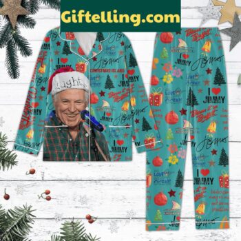 Jimmy Buffet Fins Up Forever Christmas Island 2024 Polyester Pajamas Set