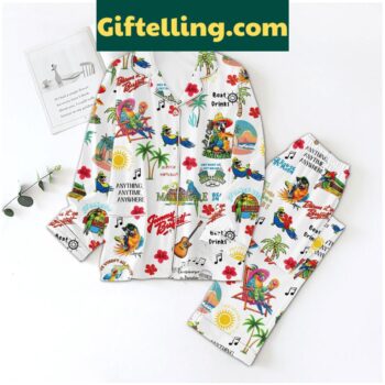 Jimmy Buffett Anything Anytime Anywhere Polyester Pajamas White Version