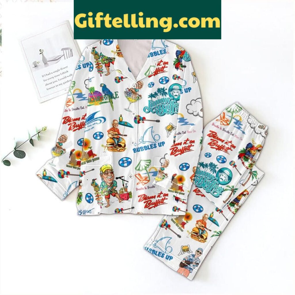 Jimmy Buffett Blame It On Buffett Holiday Pajamas Set