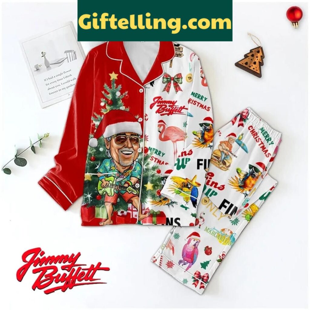 Jimmy Buffett Christmas Fins 2024 Polyester Pajamas Set