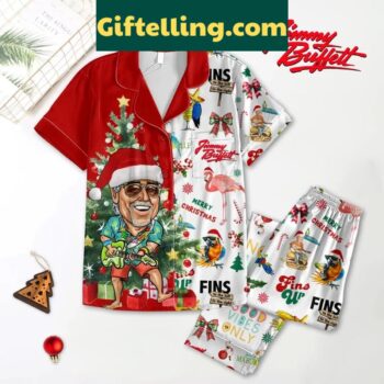 Jimmy Buffett Christmas Fins 2024 Polyester Pajamas Set