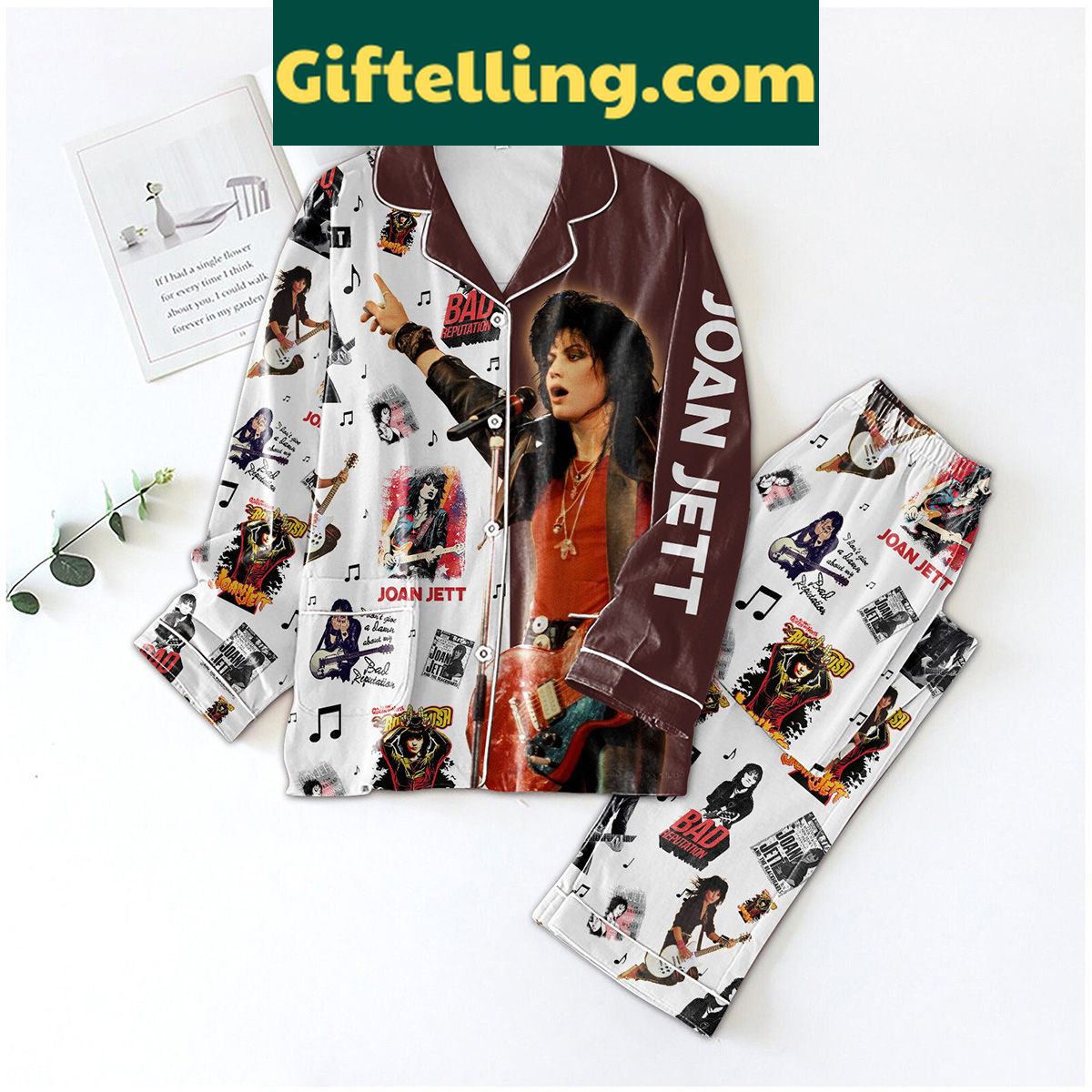 joan-jett-bad-reputation-polyester-pajamas-set-rock-n-roll-sleepwear-2 Joan Jett Bad Reputation Polyester Pajamas Set