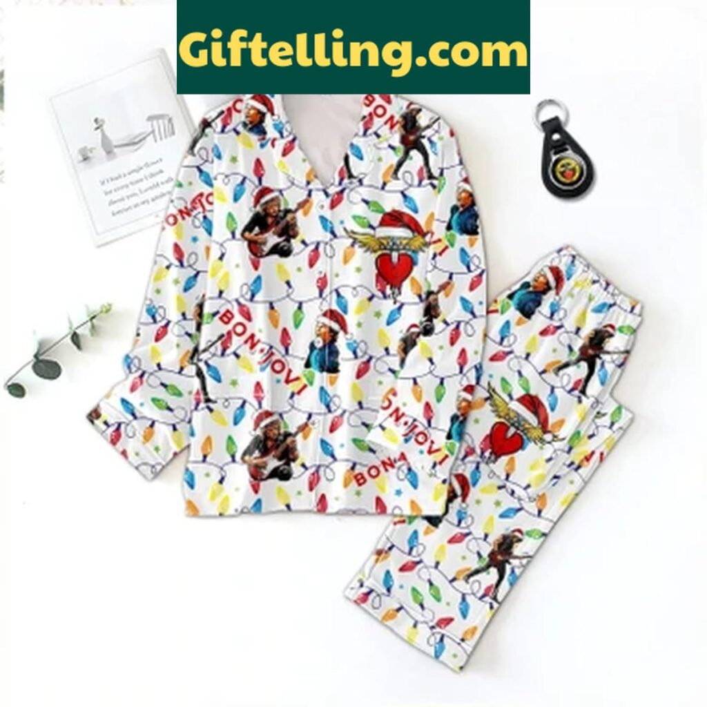 Jon Bon Jovi Christmas Light Polyester Pajamas Set for women and men