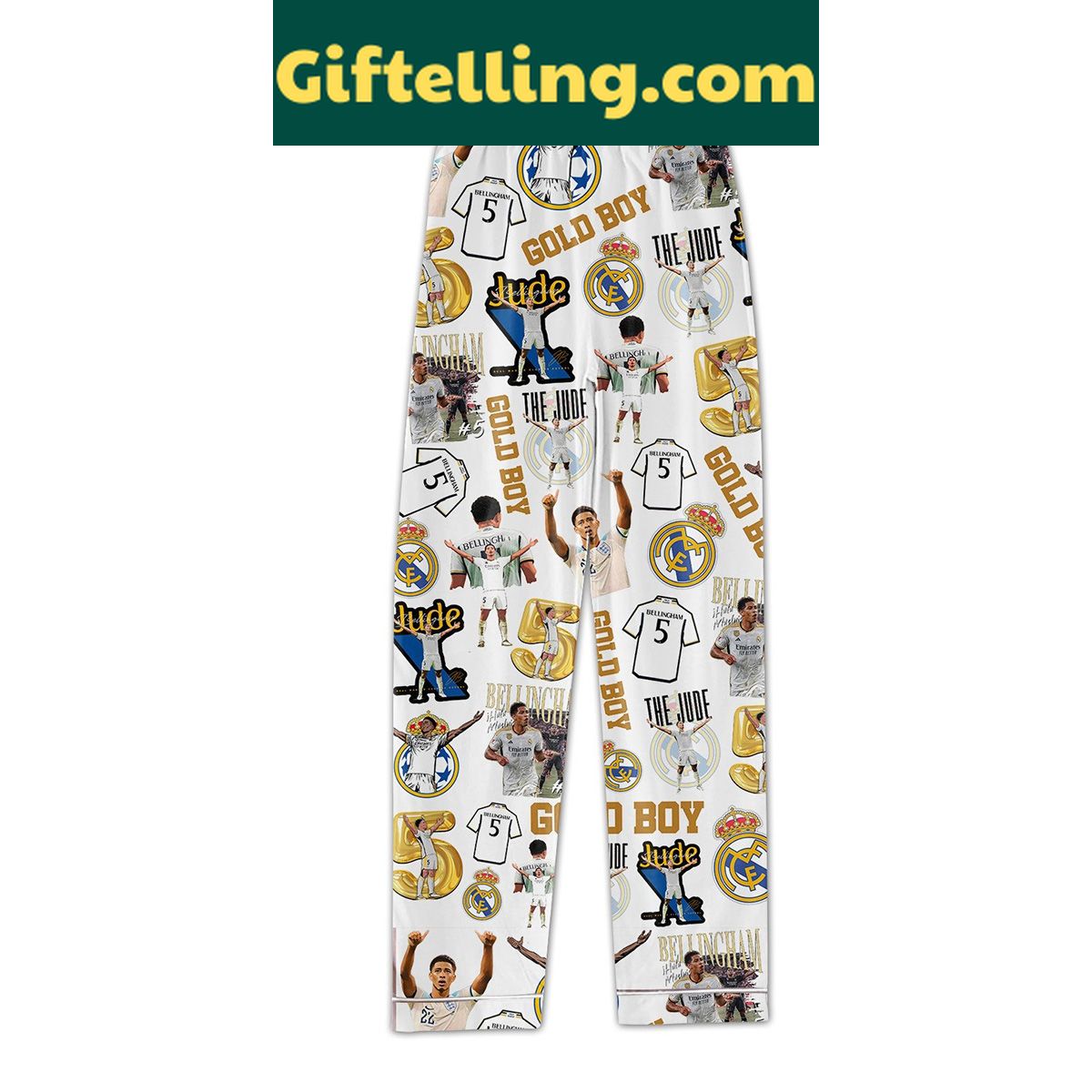 jude-bellingham-real-madrid-soccer-polyester-pajamas-set-for-kids-4 Jude Bellingham Real Madrid Soccer product image showing design and team colors