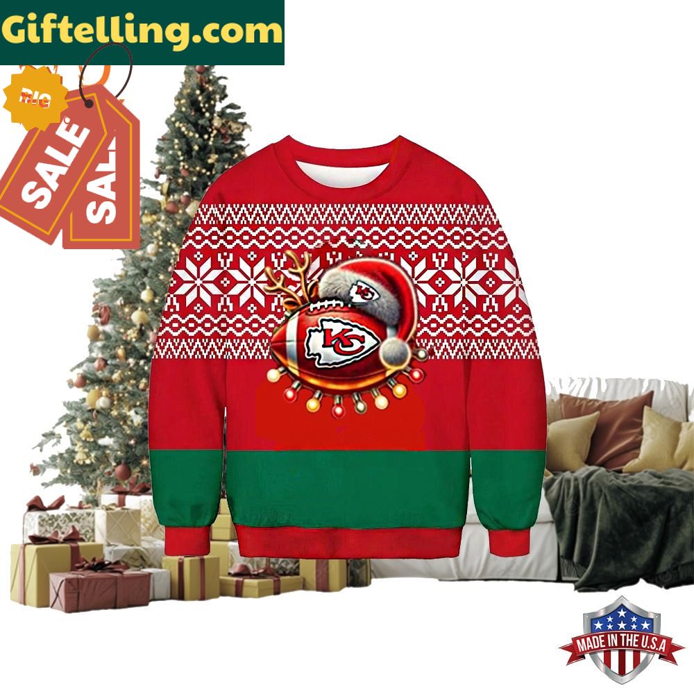 Kansas City Chiefs Christmas Sweater Shirt with Santa Hat