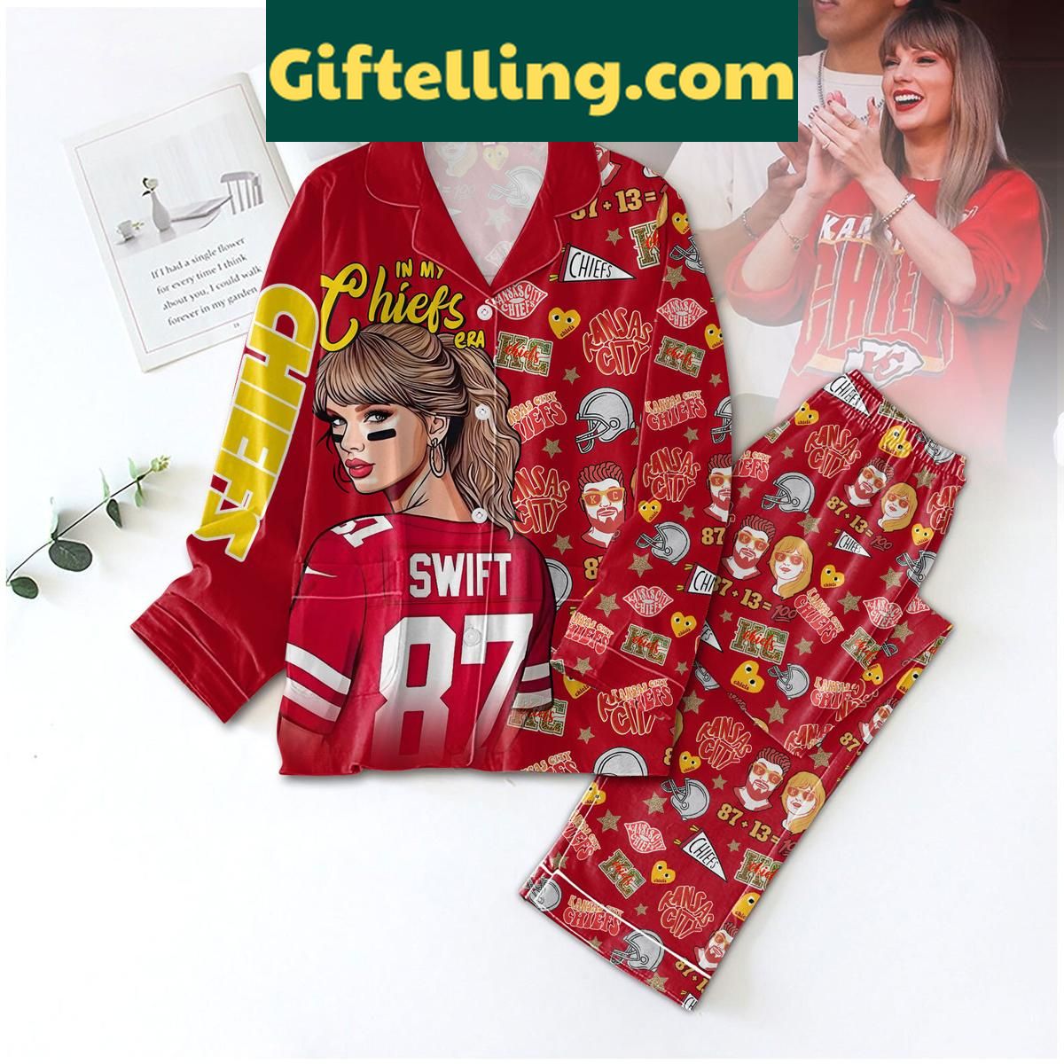 Kansas City Chiefs x Taylor Swift In My Chiefs Era Pajamas Set Kansas City Chiefs x Taylor Swift In My Chiefs Era Pajamas Set