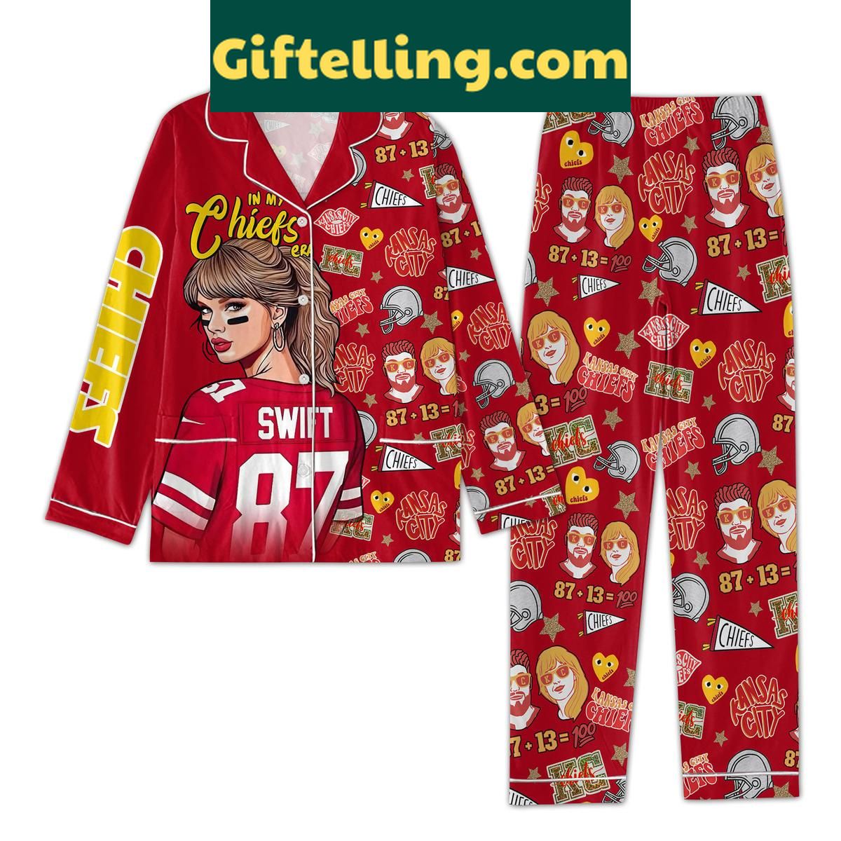 Kansas City Chiefs x Taylor Swift In My Chiefs Era Pajamas Set Kansas City Chiefs x Taylor Swift In My Chiefs Era Pajamas Set
